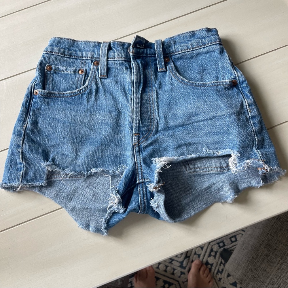 Levi's Blue Distressed Jean Shorts